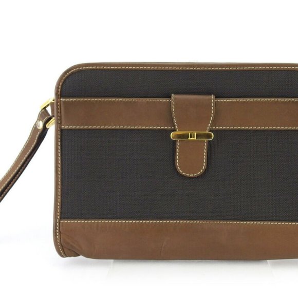 dunhill clutch bag gray gray PVC ~ leather Authentic used - Picture 2 of 8